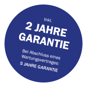 Button zur Präsentation der standardmäßigen 2 Jahresgarantie + der Möglichkeit zur Verlängerung auf 5 Jahre bei Abschluss eines Wartungsvertrages der Klimaanlage